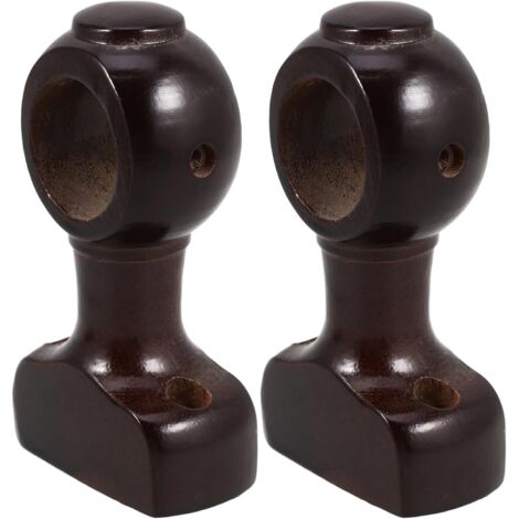 de 2 Supports Muraux de Tringle Rideaux en Bois Couleur Caf (1/5)
