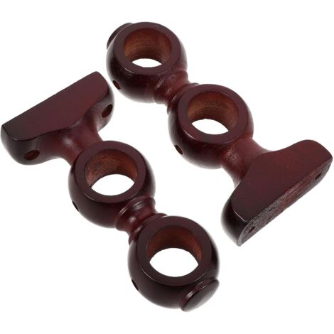 de 2 Supports Doubles Muraux en Bois Rouge Brun pour