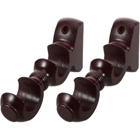 de 2 Supports Doubles en Bois Naturel pour Tringles Rideaux