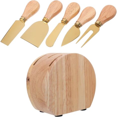 Couteaux Fromage Inox Support en Bois Fourchette Spatule et (1/5)