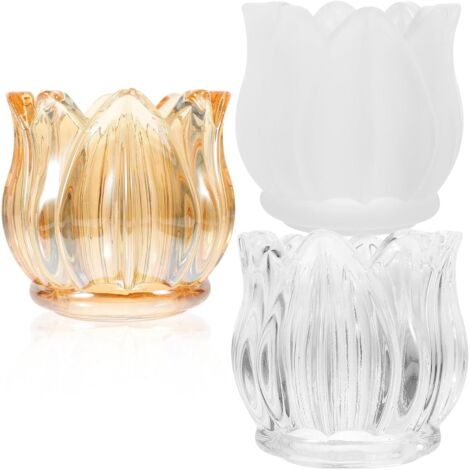 De 3 Bougeoirs en Verre Transparent De Tulipe Décoration