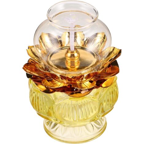 à Huile Lotus Vintage en Verre Jaune Lanterne Décorative (1/5)
