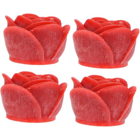 de 4 Lampes à Bougie LED sans Flamme de Rose Rouge Petite (1/5)