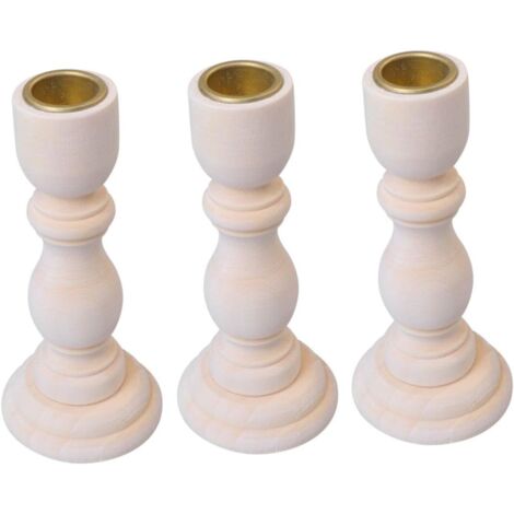 Pièces Lot de Bougeoirs Bois Naturel Chic et Simple Porte (1/5)