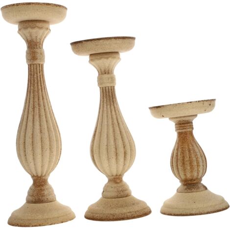 pièces Bougeoirs Bois Rétro Support Décoratif Naturel pour (1/5)