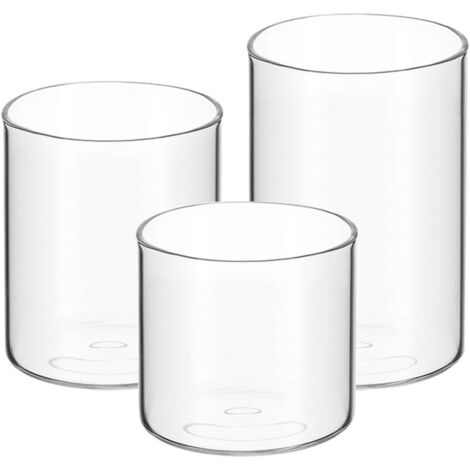 de 3 Photophores en Verre Transparent Cylindrique Porte