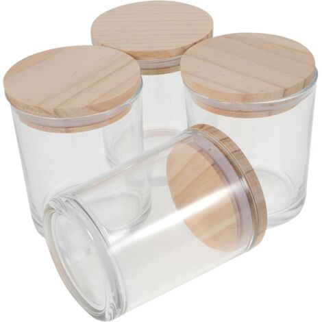De 4 Bougeoirs en Verre 200 ML Transparents avec Couvercles (1/5)