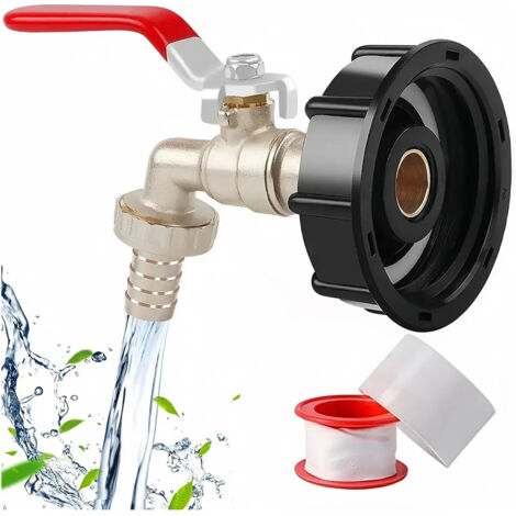 Adaptateur IBC avec vanne et robinet pour tuyau darrosage (1/5)