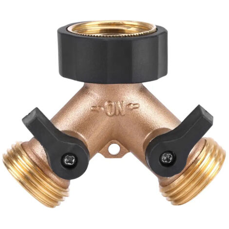 Adaptateur de robinet 2 voies American Thread en laiton en forme de D (1/5)