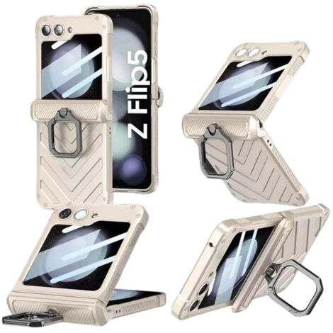 Étui blanc pour Samsung Z Flip5 avec protection contre les chutes (1/5)