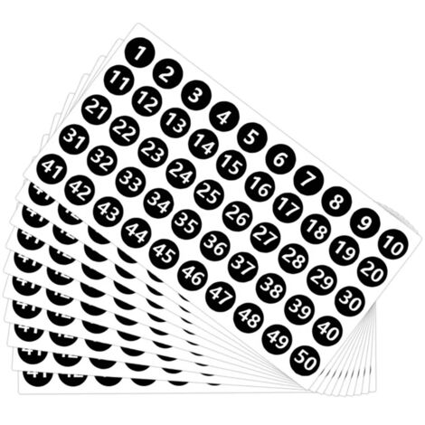 Autocollants chiffres ronds imperméables noirs (1/5)