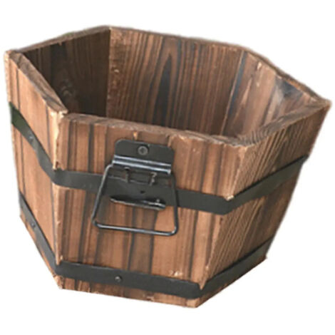 Jardinire en tonneau de bois pour jardin extrieur (1/5)