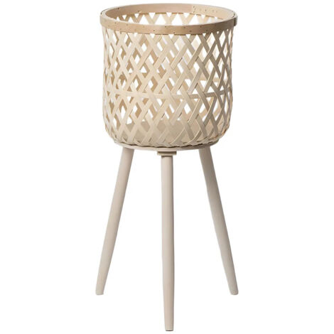 Pot de fleurs de sol avec panier en rotin beige 61 x 275 cm (1/5)