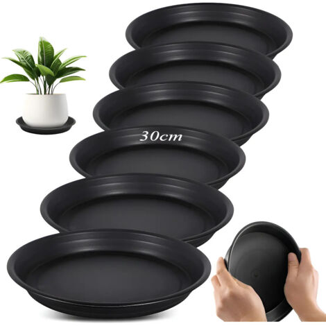 Kit robuste de 6 soucoupes noires pour pots de fleurs (1/5)