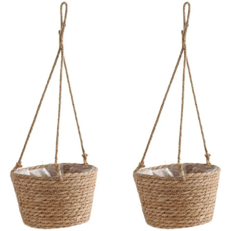Jardinire suspendue en macram pour le jardin 2 paniers en jute (1/5)