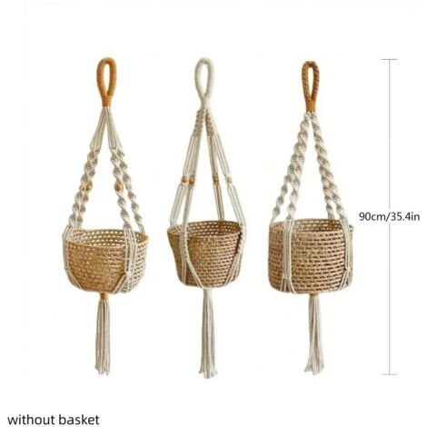 Support plantes en macram avec pompons et pots XXX (1/5)