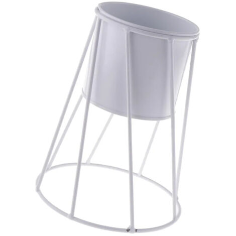 Support en fer pour pots de fleurs tagre de jardin pour pots de fleurs blanc (1/5)
