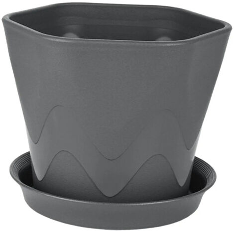 Pot de fleurs léger avec soucoupe, gris (1/5)