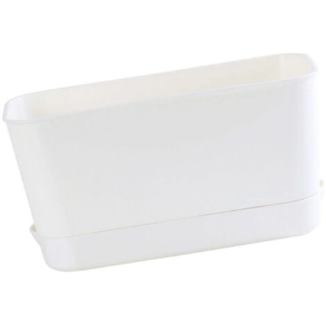 Jardinière rectangulaire pour fenêtre, respirante, petite, blanche (1/5)