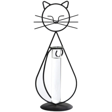 Pot de fleurs en verre pour bureau, motif chat (1/5)