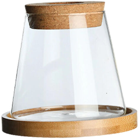 Pot de fleurs en verre pour centre de table avec plateau uni (1/5)