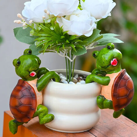 Lot de 2 tortues grimpantes pour pots de fleurs - Amusantes (1/5)