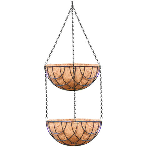 Jardinières suspendues en fibre de coco, jardinières à 2 niveaux pour (1/5)