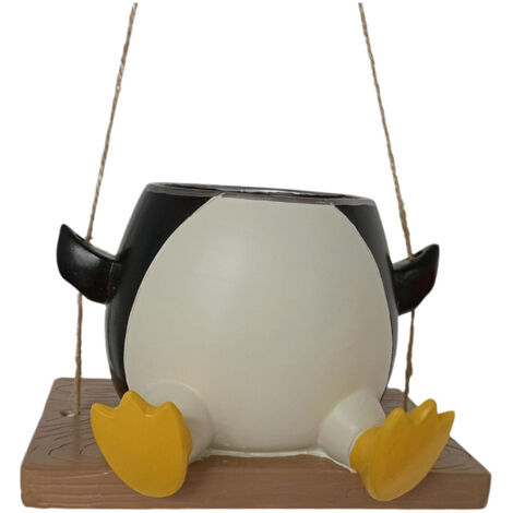 Pot de fleurs en forme de pingouin avec sculpture de pingouin (1/5)
