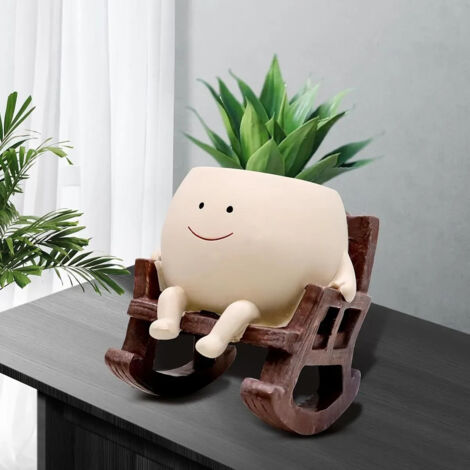 Pot en céramique humanoïde nordique pour plantes succulentes (1/2)