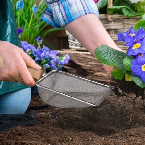 Pelle multifonction et tamis pour jardinage avec manche en bois pour une (1/5)