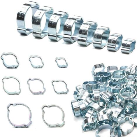 Lot de 80 colliers de serrage à double oreille en acier inoxydable plaqué (1/5)