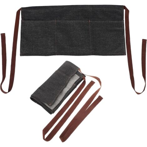 Lot de 2 tabliers de serveur en denim mi long avec 3 poches (1/5)