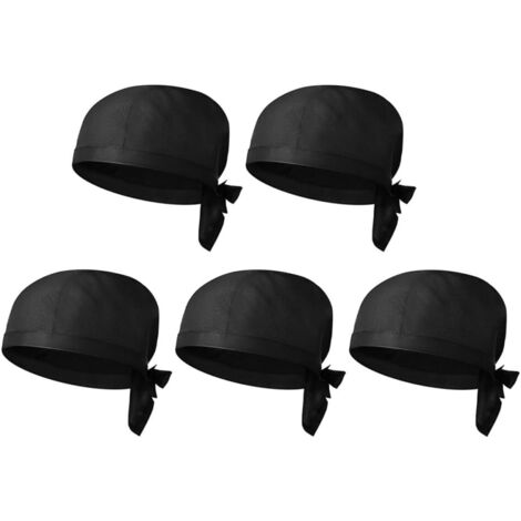 Lot de 5 toques de chef en coton noir pour cuisine de restaurant (1/5)