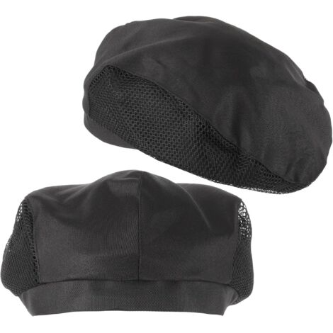 Lot de 2 toques de chef avec filet à cheveux noir en maille pour la (1/5)