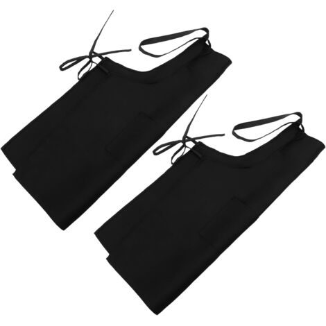 Lot de 2 tabliers de chef noirs pour barbecue, avec longues attaches et (1/5)