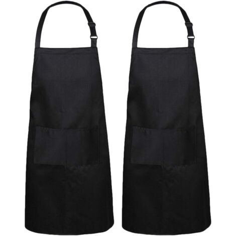 Lot de 2 tabliers de cuisine noirs anti graisses. (1/5)