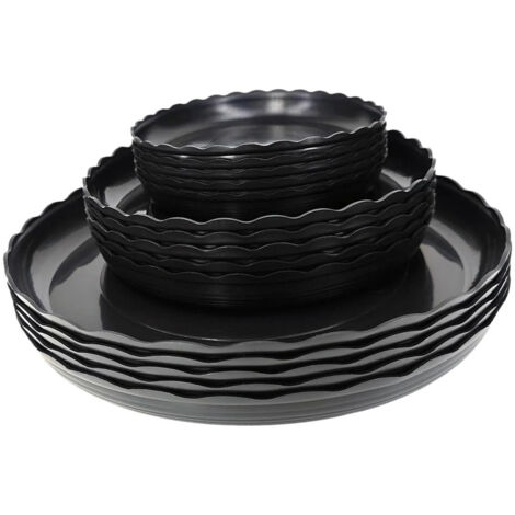 15 Bandejas Ligeras Para Macetas Redondas Para Patio, Noir (1/5)