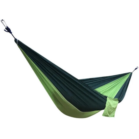 Hamac pour le camping double et simple vert fonc et vert (1/5)