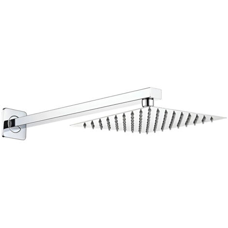 Pommeau de douche en acier inoxydable de 20 cm avec tube carr (1/5)