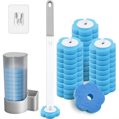Ensemble de brosses de toilette jetables avec 30 ttes de brosse (1/5)