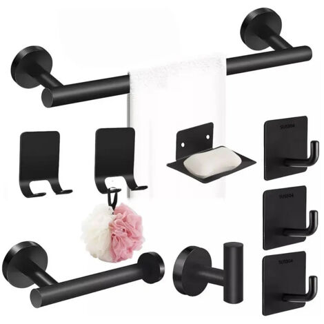 Ensemble de 9 accessoires de salle de bain en acier inoxydable (1/5)