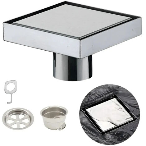 Siphon de sol invisible en acier inoxydable 10x10cm (1/5)