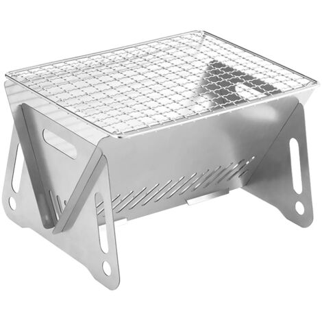 Barbecue portable au charbon de bois en acier inoxydable poigne de transport (1/5)
