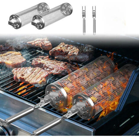 Cage de barbecue en acier inoxydable avec tambour rotatif pour (1/5)