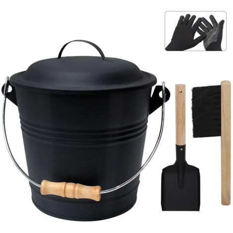 Gants balai Poofzy Ash Bucket avec couvercle pour pelle à poussière, 4,9 (1/5)