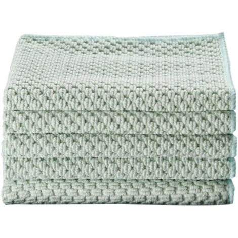 Torchons de cuisine, lot de 5, verts, en microfibre, super résistants (1/5)