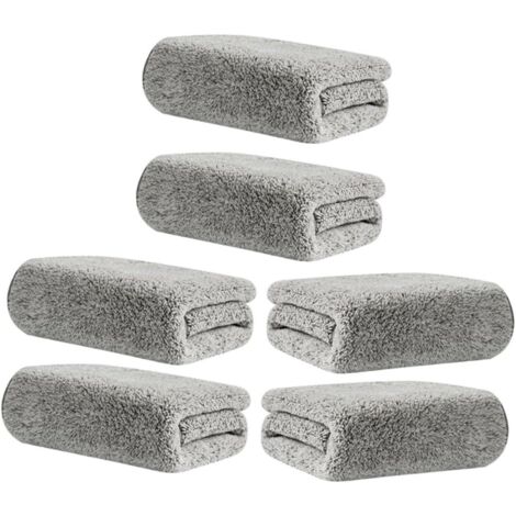 Torchons en microfibre, lot de 6, 30 x 30 cm, coloris clair. (1/5)