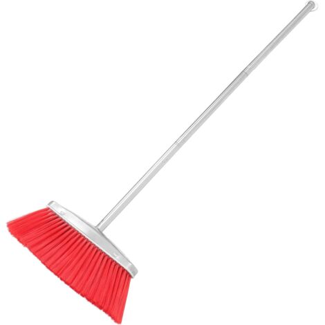 Balai de nettoyage de sol en acier inoxydable avec poils rouges, robuste (1/5)