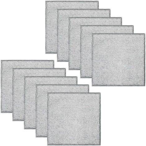 Lot de 10 torchons à vaisselle réutilisables en fil de fer, 25 cm, antiadhésifs et oléophobes, couleur argent (1/5)