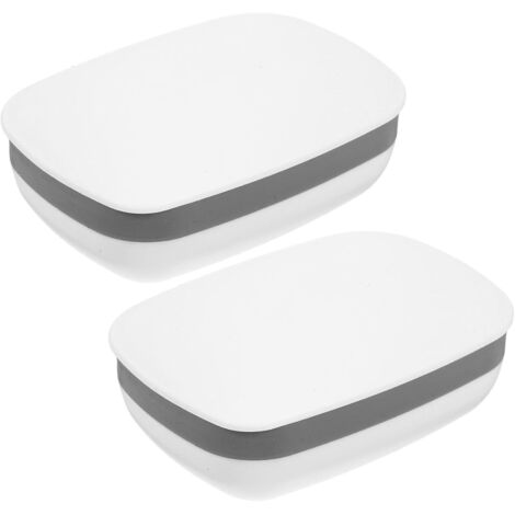 Lot de 2 porte-savons de voyage avec couvercle, savon blanc portable (1/5)